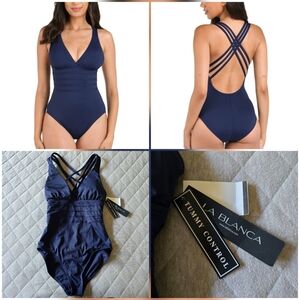 La Blanca Island Goddess Multi-strap Cross-back One Piece Swimsuit Size 6 NWT